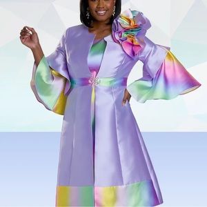 Donna Vinci Pink and Purple Dress Church Attire